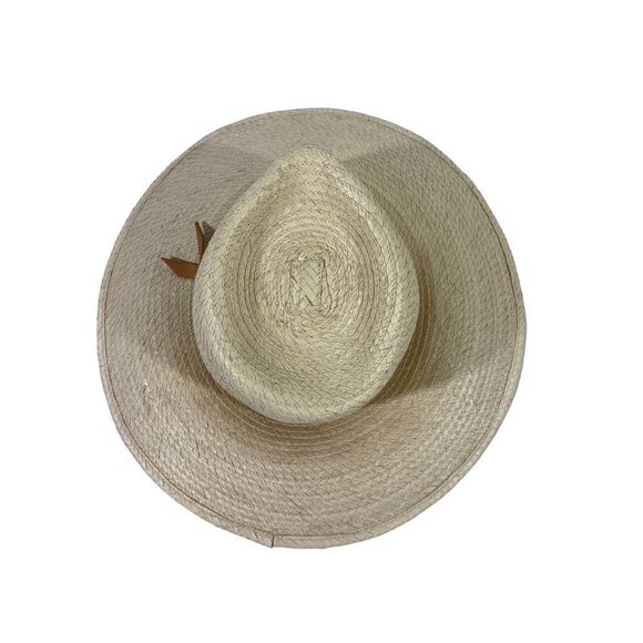 Womens Sunbody Palm Leaf Hat Leather strap size 7 Sun Straw Hat Boho Handmade - Picture 6 of 9